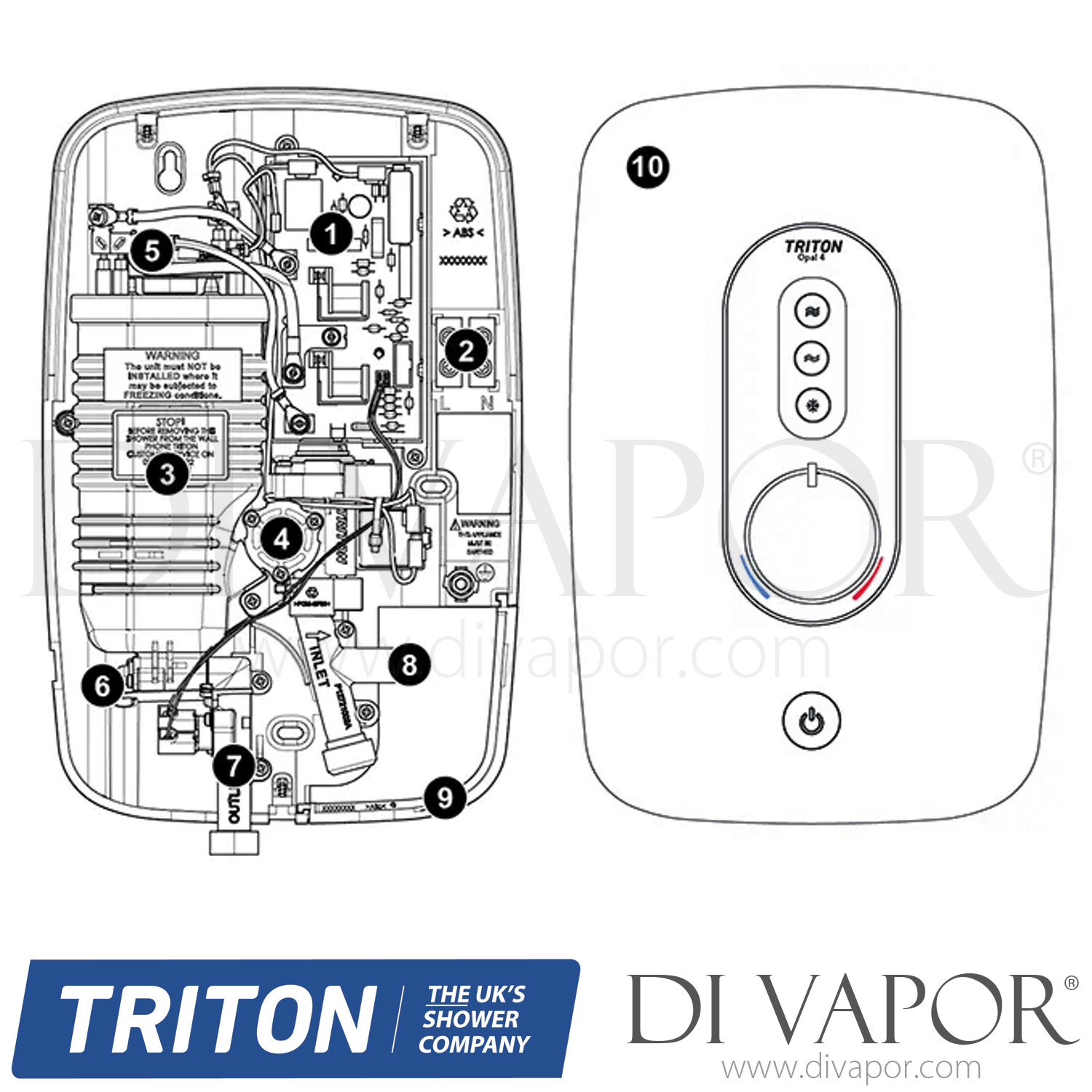 Triton Opal 3 and 4 Electric Shower Spare Parts TR DV 160